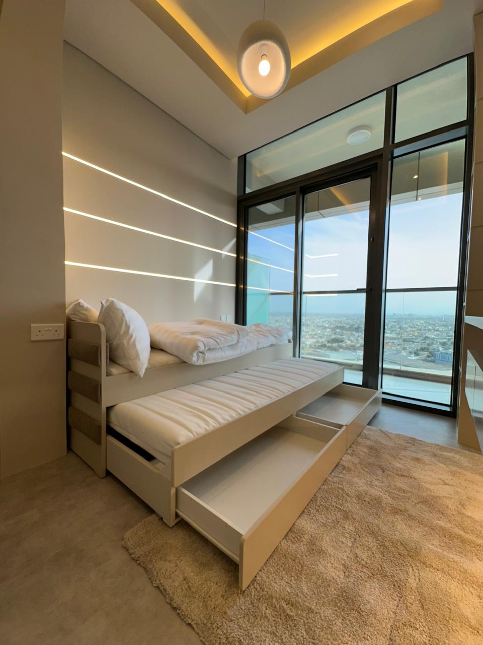 Pull-out bed with drawers